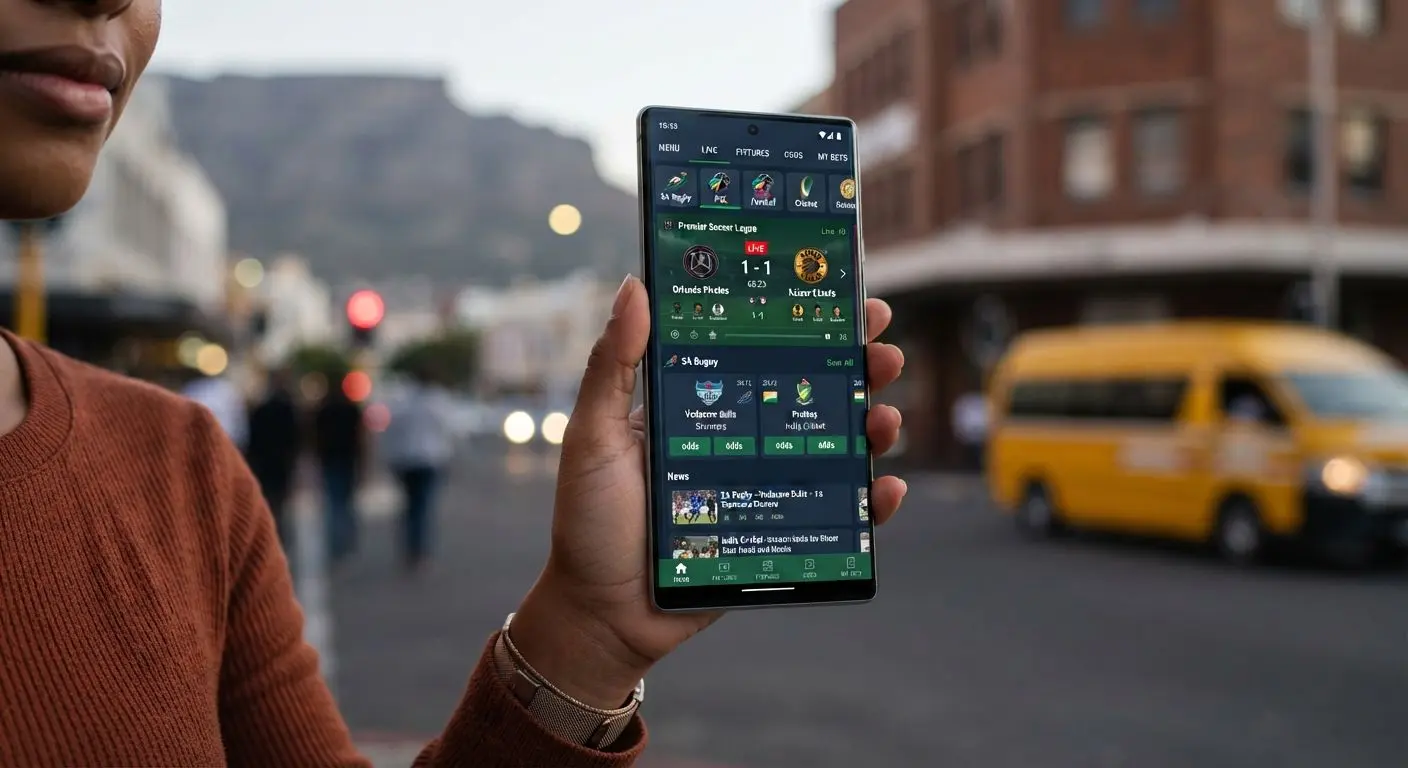Smartphone with mobile app interface for South African users