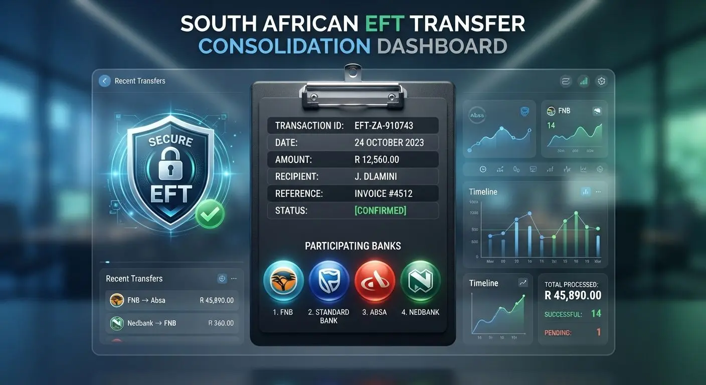 Overview of South African bank transfer details and secure EFT setup