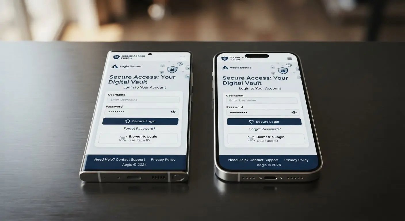 Android and iPhone devices showing a mobile website interface