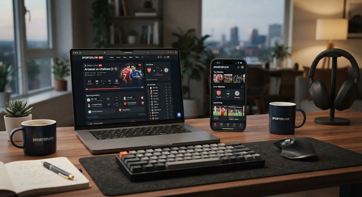 Smartphone and laptop showing mobile and desktop interface comparison