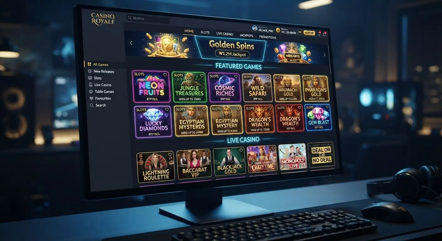 Gaming lobby interface with slots and live tables