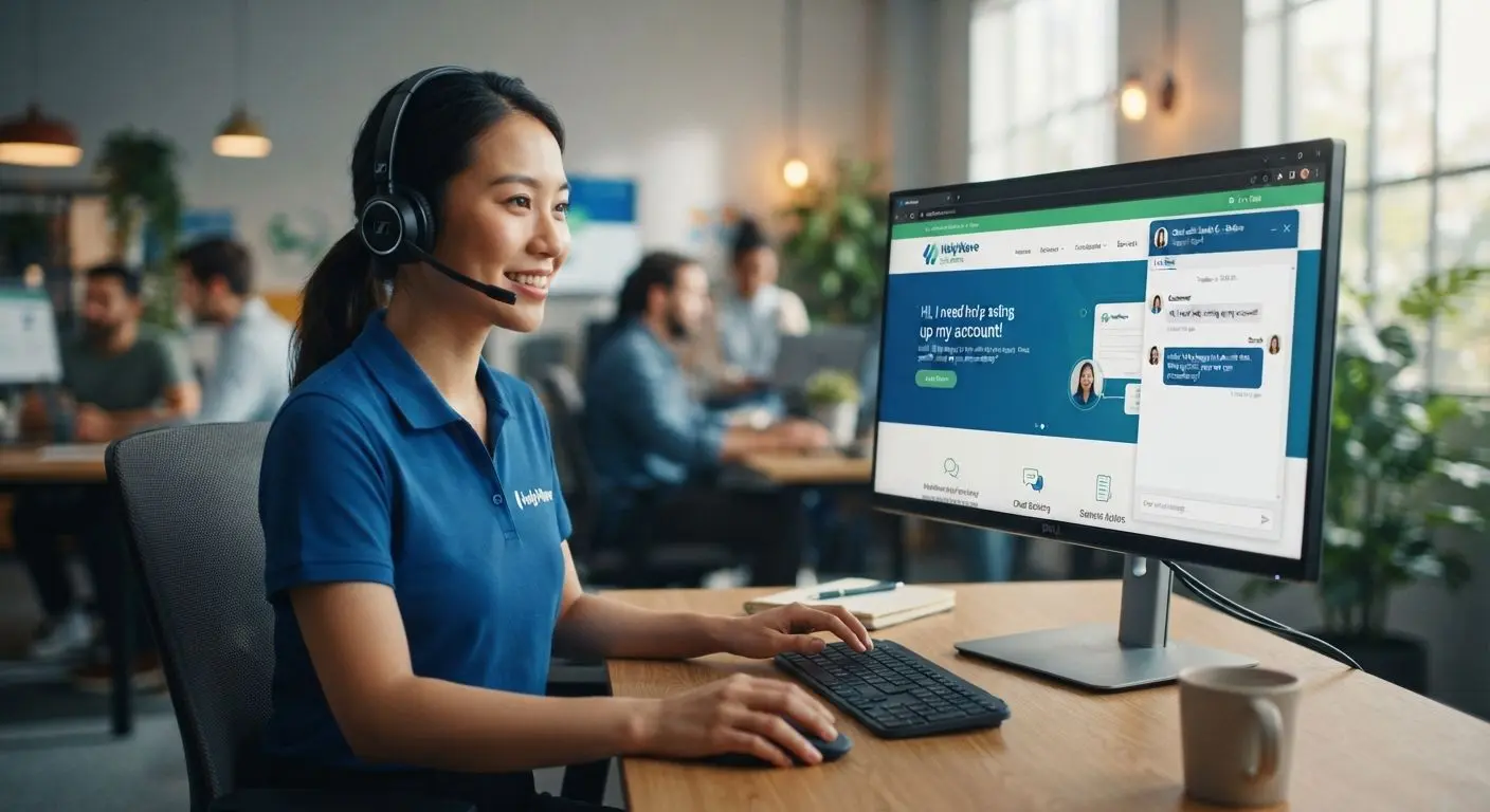 Online support chat window and customer service operator