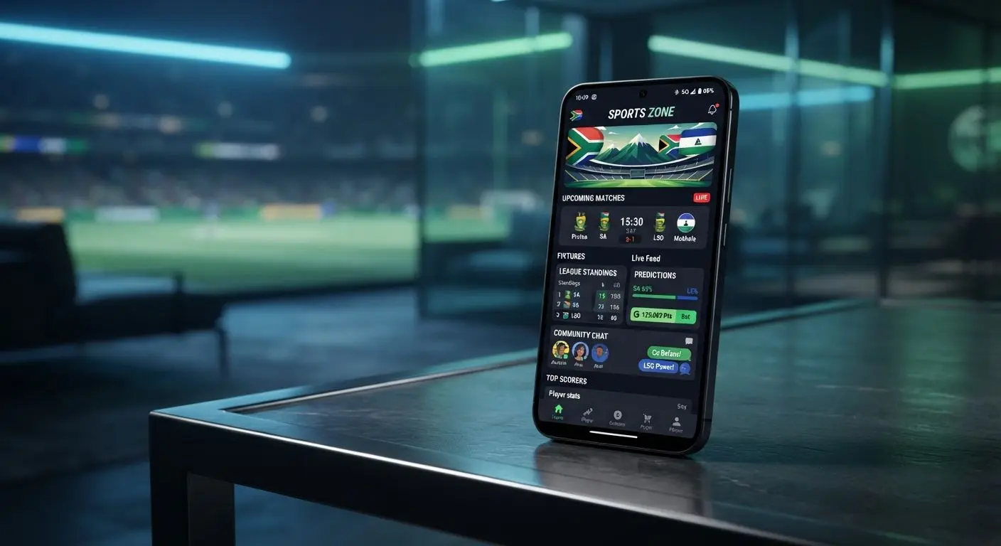 Smartphone with Android app interface for South Africa and Lesotho users