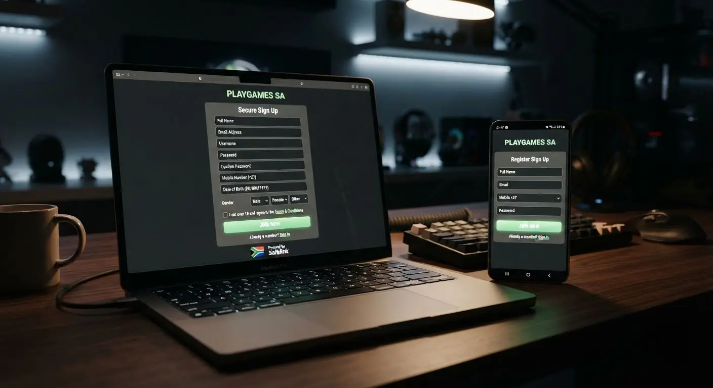 Registration form interface on laptop and smartphone