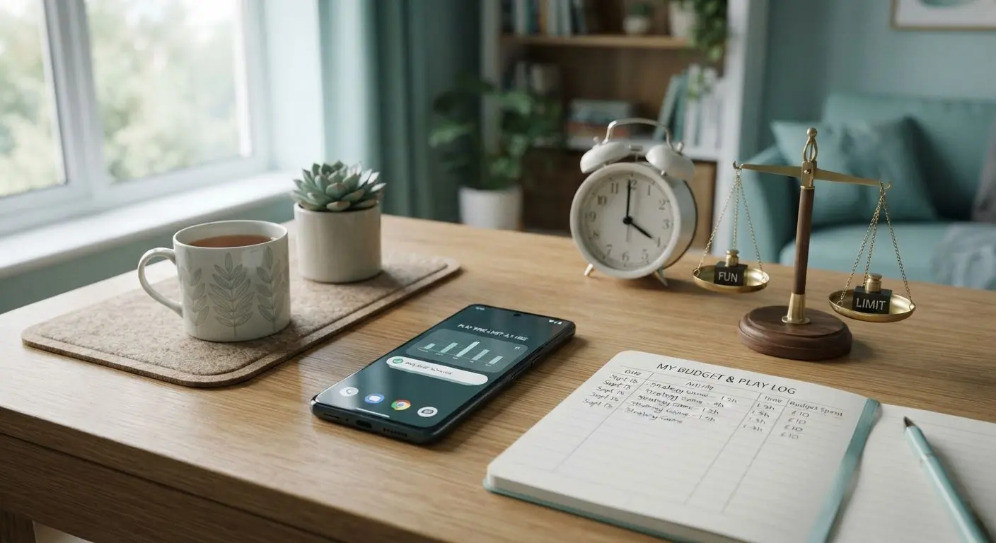 Budget planning and time control tools beside a smartphone