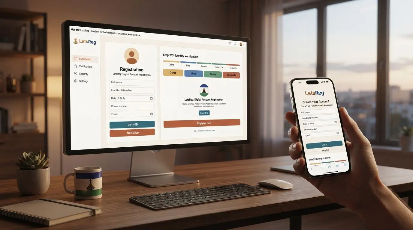 BetX Lesotho Registration Interface Overview Desktop and mobile registration interface for BetX Lesotho