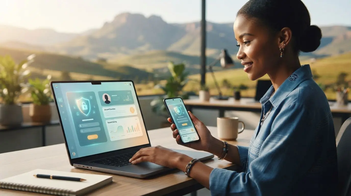 Secure account access banner for Lesotho users on desktop and mobile