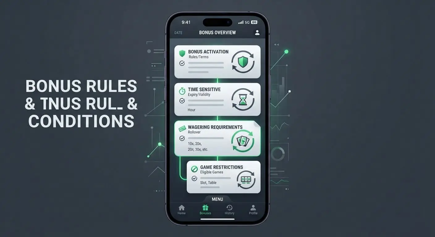 Checklist style illustration explaining wagering and bonus rule concepts