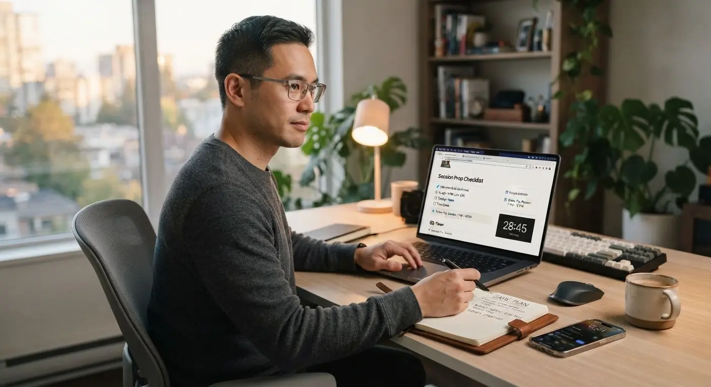 Player preparing a checklist and budget before starting online play
