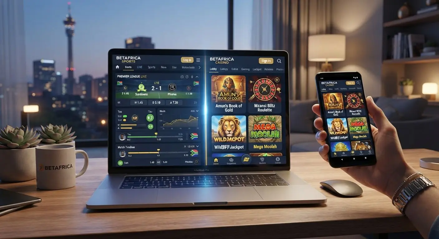 South African sports and casino platform overview illustration