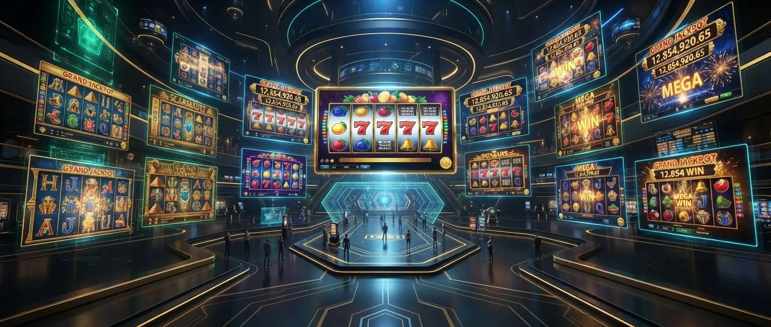 BetXchange slots themed banner with classic fruit, Egyptian and jackpot-style slot visuals