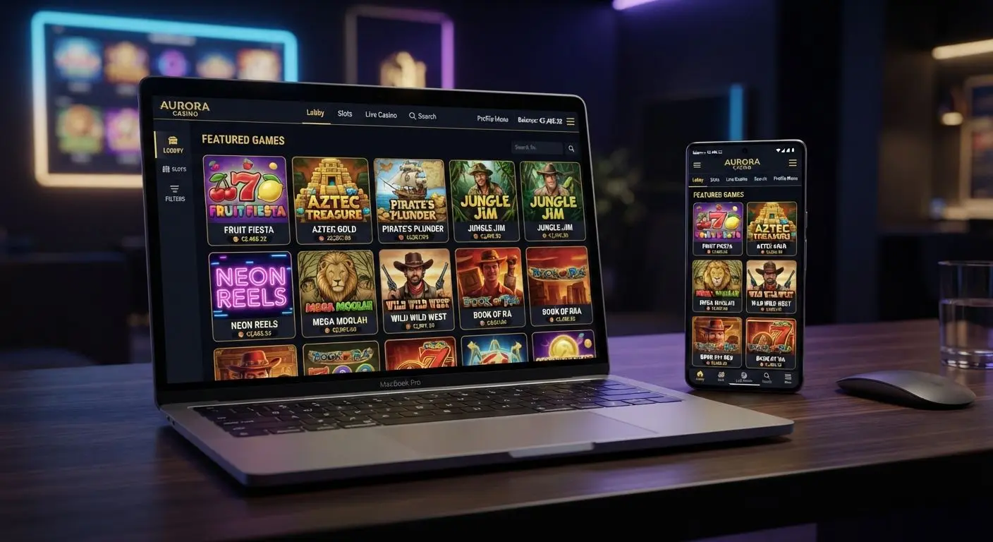 BetXchange slots lobby on laptop and mobile screen
