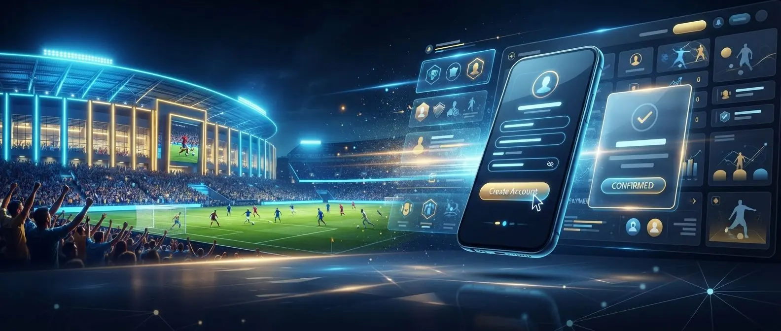 BetXchange welcome offer hero banner with sports and gaming themed registration concept